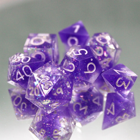 Mini Purple Swirl Dice Set