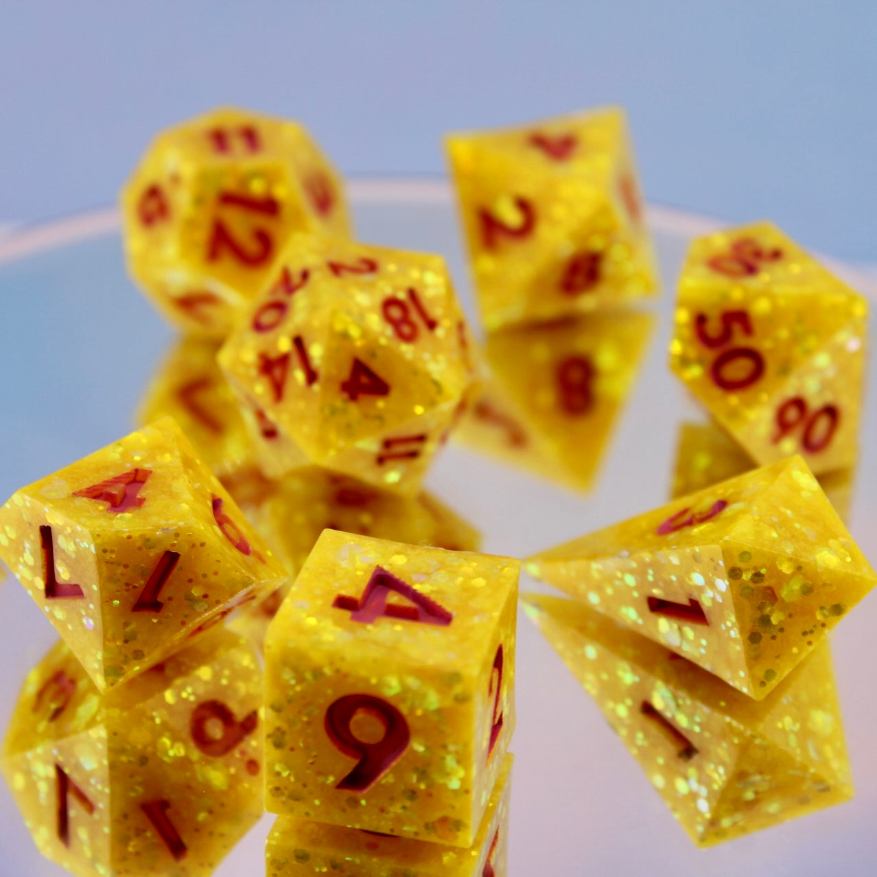 Pink Lemonade Glitter Resin Dice Set