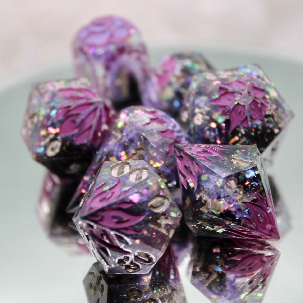 Purple Pleasure Resin Dice Set (note flaws)