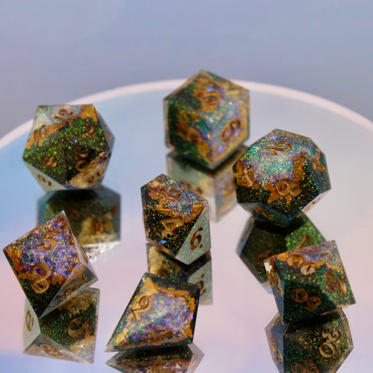 Glitter Geode Resin Dice Set