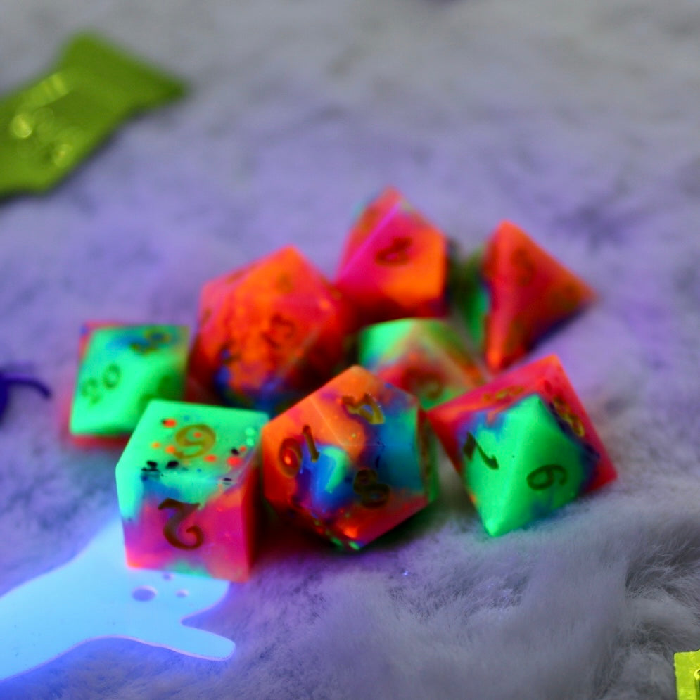 Mini Neon Fluorescent Dice Set