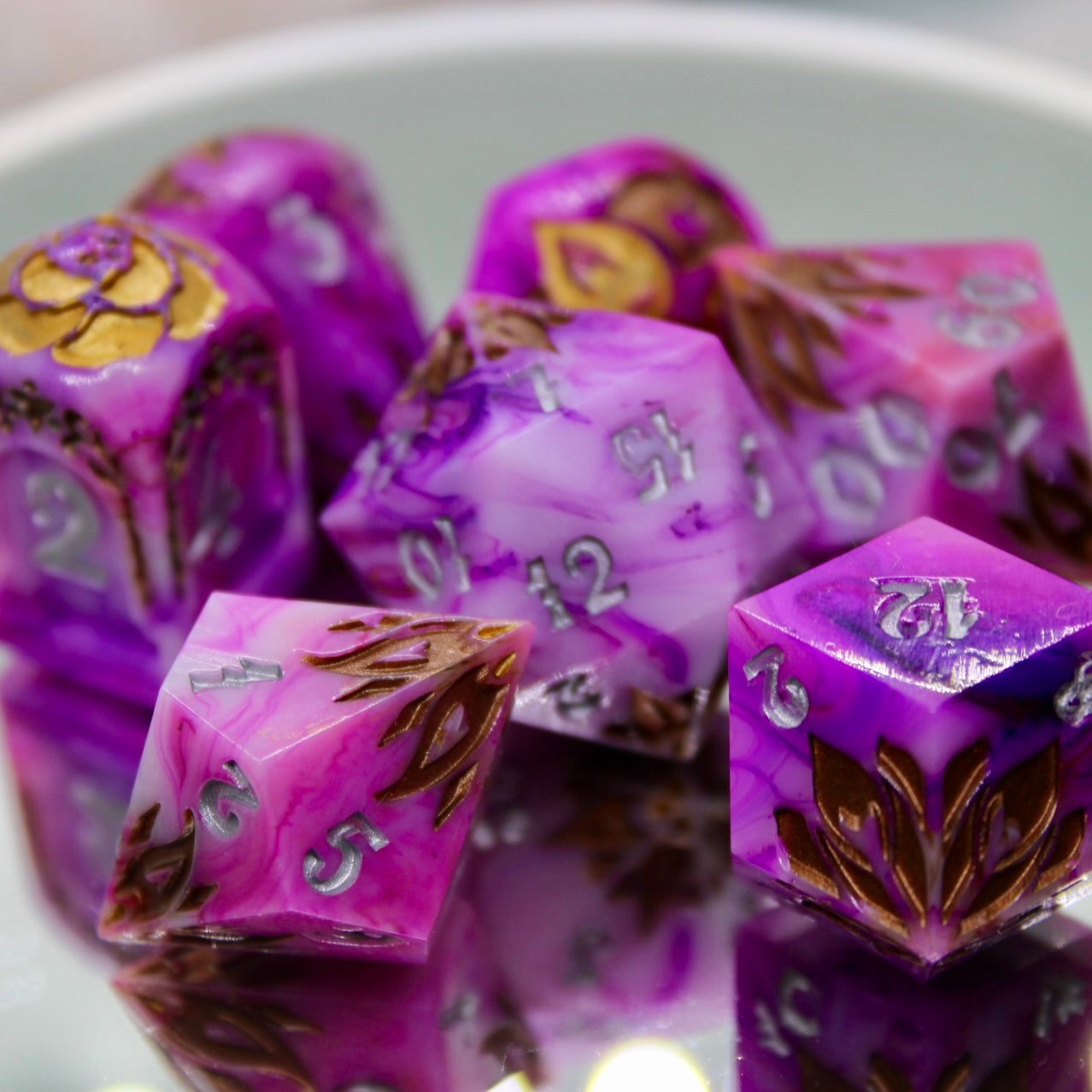 Purple Swirl Resin Dice Set