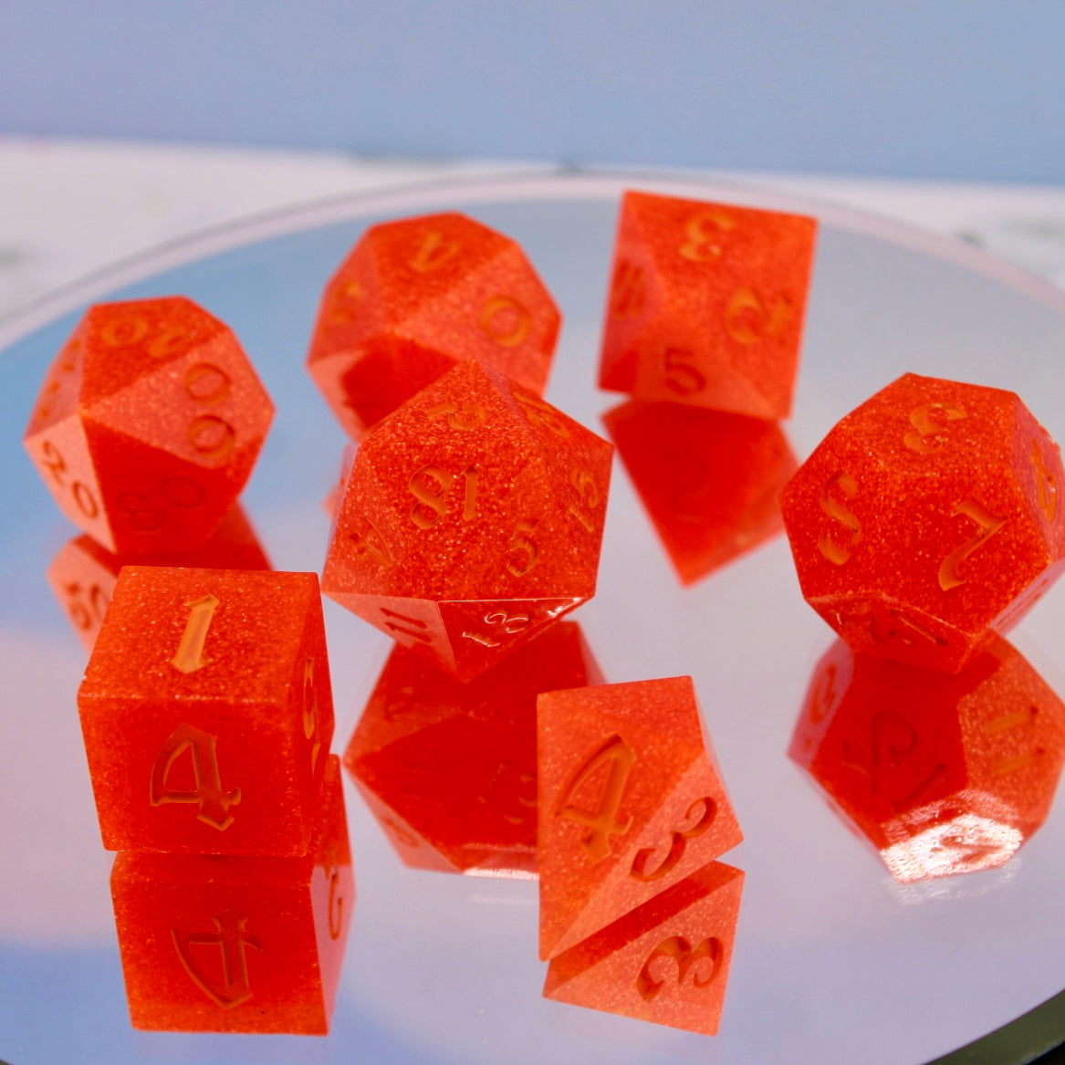 Orange Overload Resin Dice Set