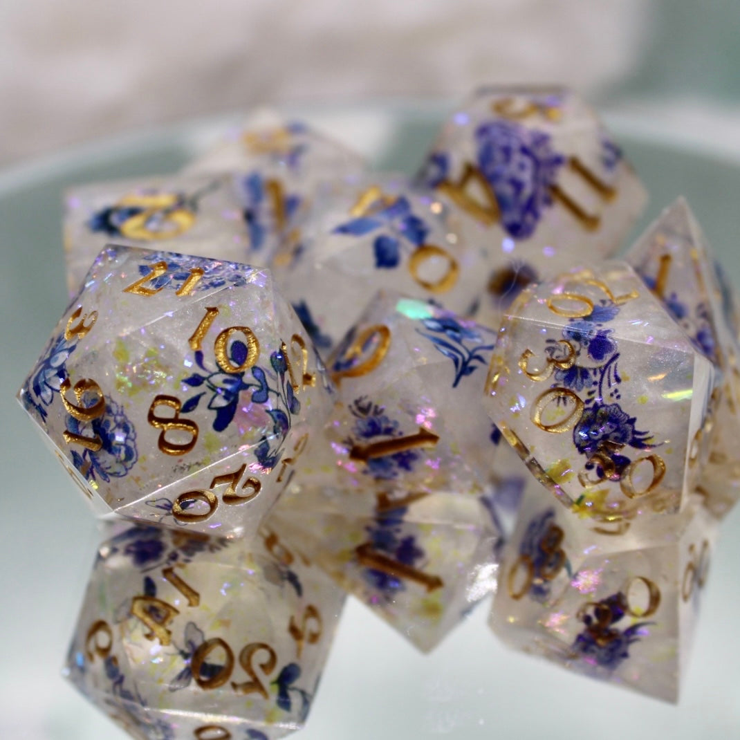 Lomonosov Porcelain Inspired Resin Dice Set