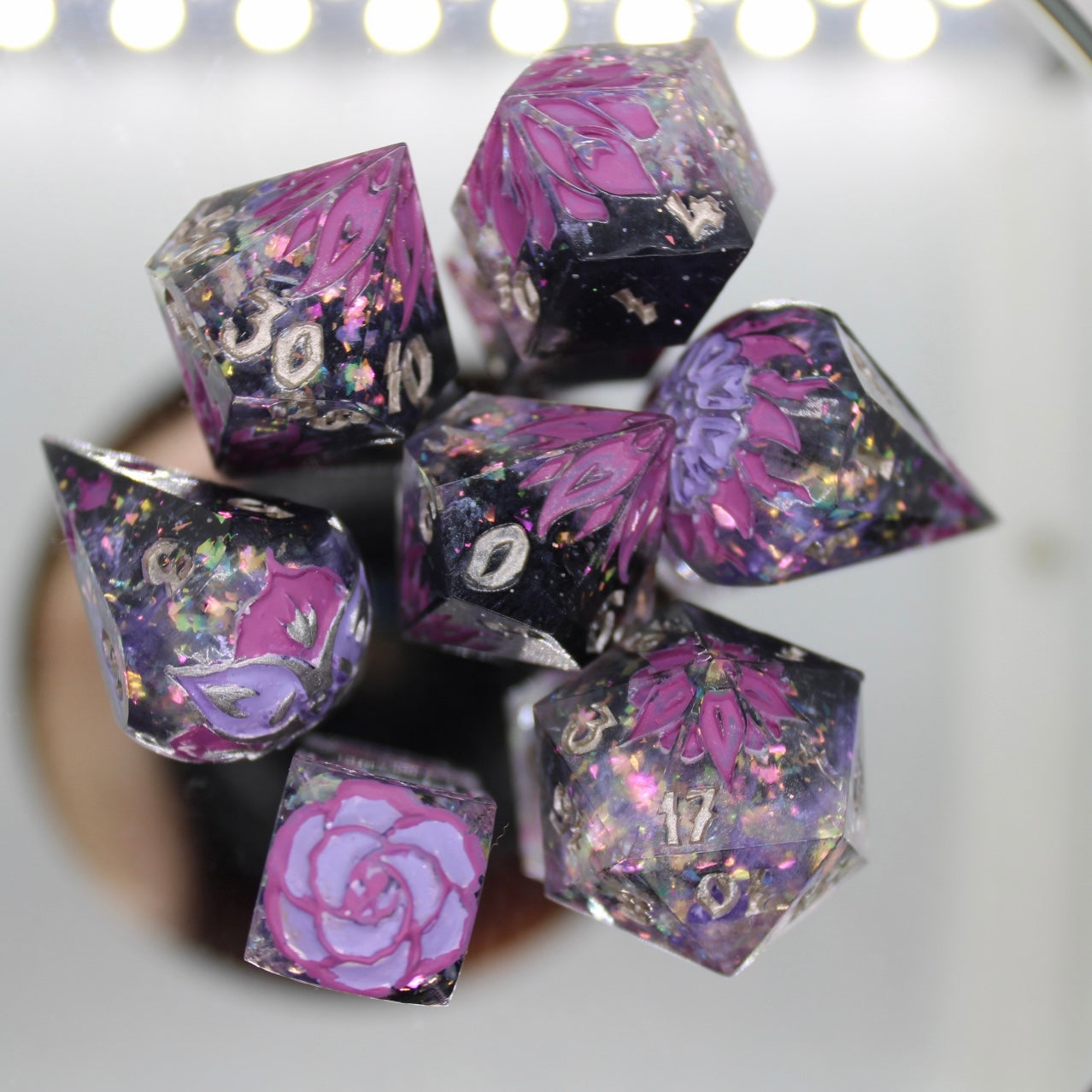 Purple Pleasure Resin Dice Set (note flaws)