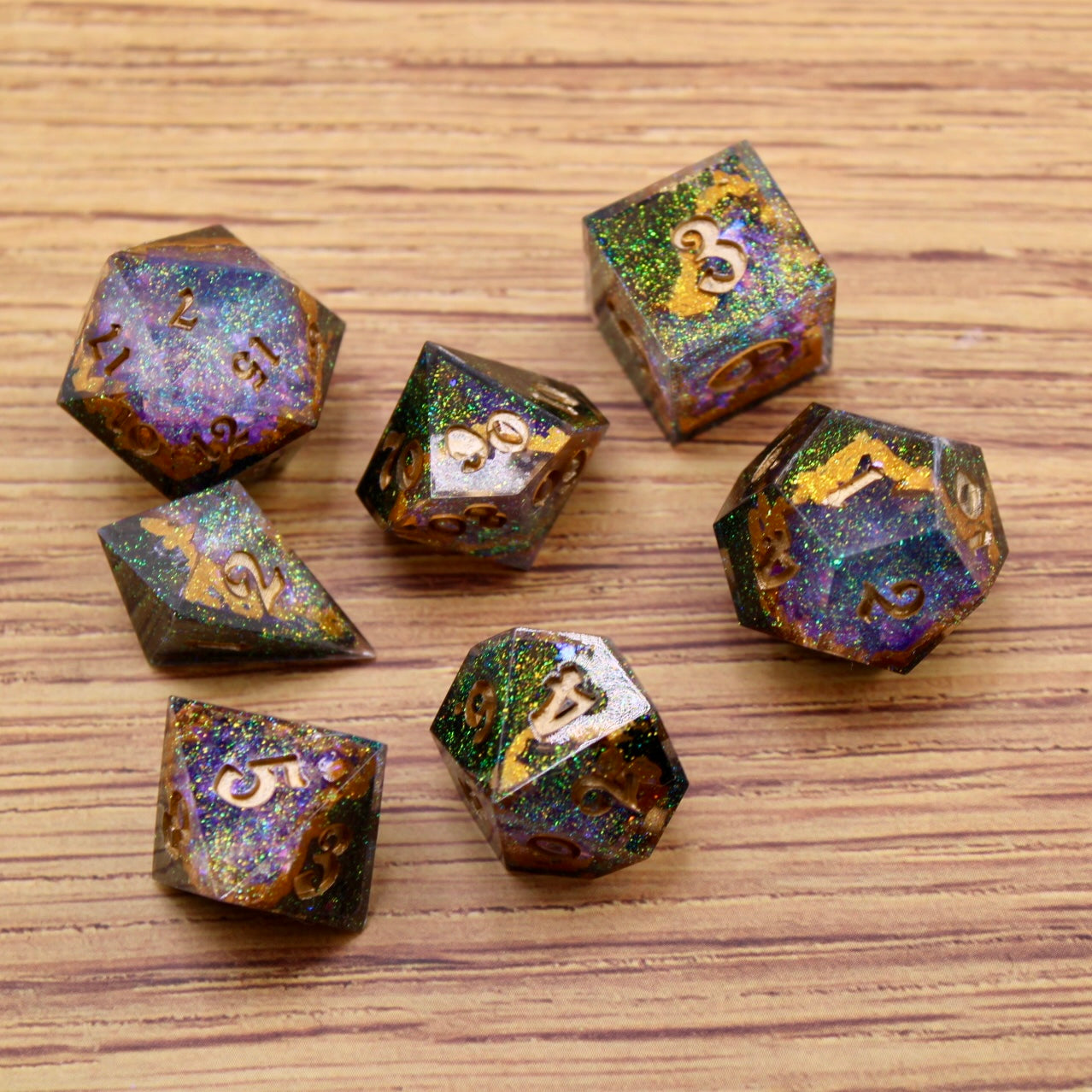 Glitter Geode Resin Dice Set