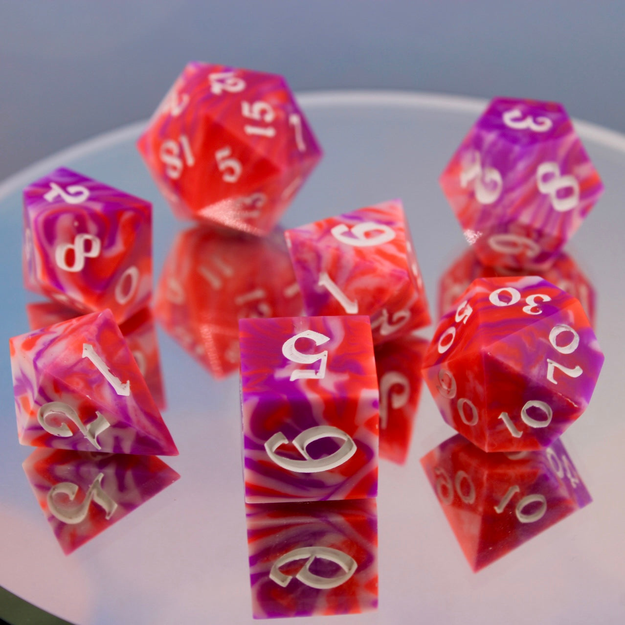 Neon Swirl Resin Dice Set