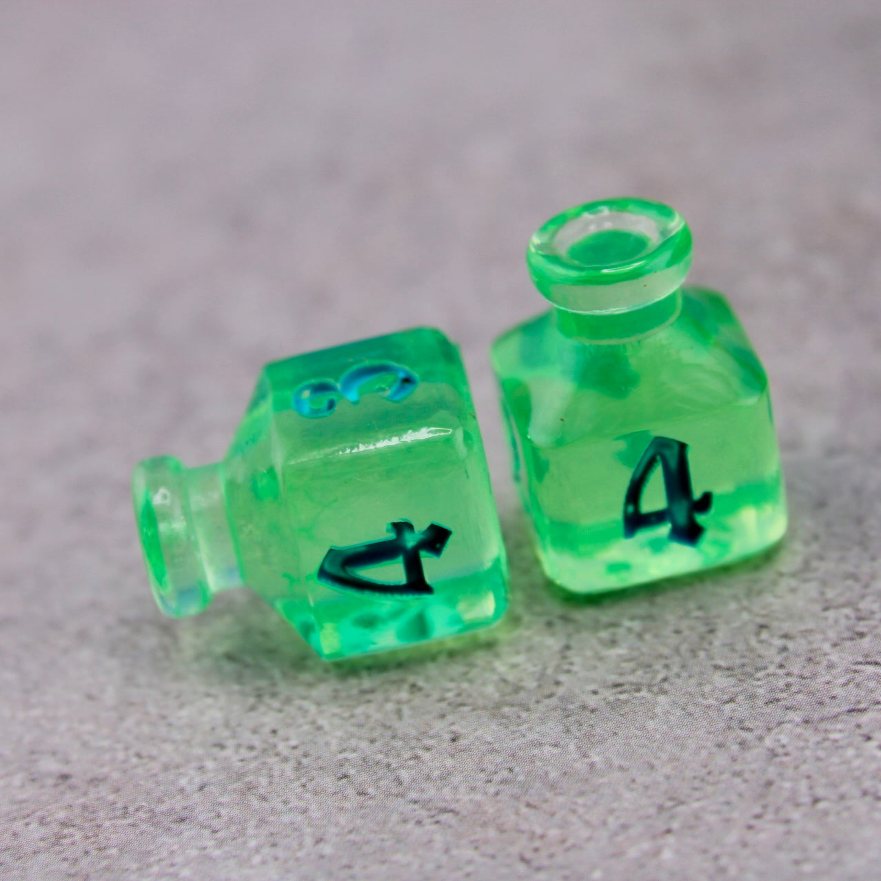 Retro Glass Inspired Resin Dice D4 Bottle Style Set