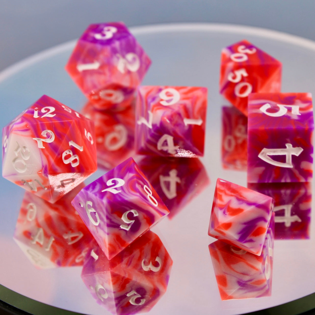 Neon Swirl Resin Dice Set