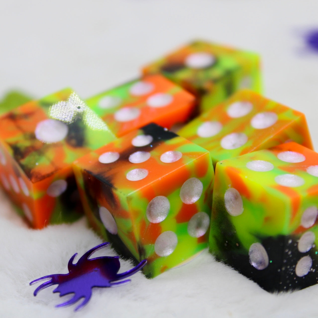 Spooky UV reactive Resin D6 Pip Dice Set