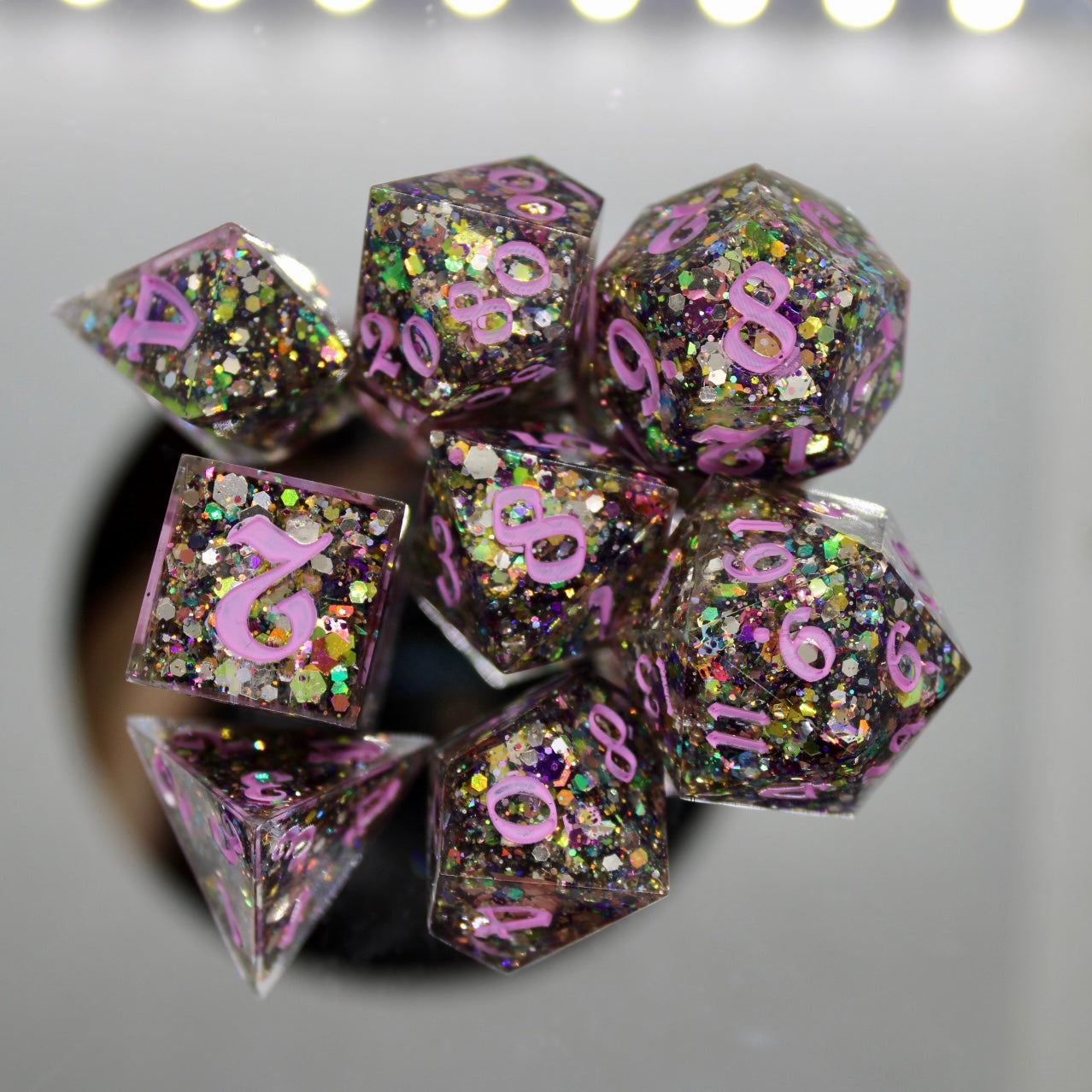 Space Trash Glitter Resin Dice Set