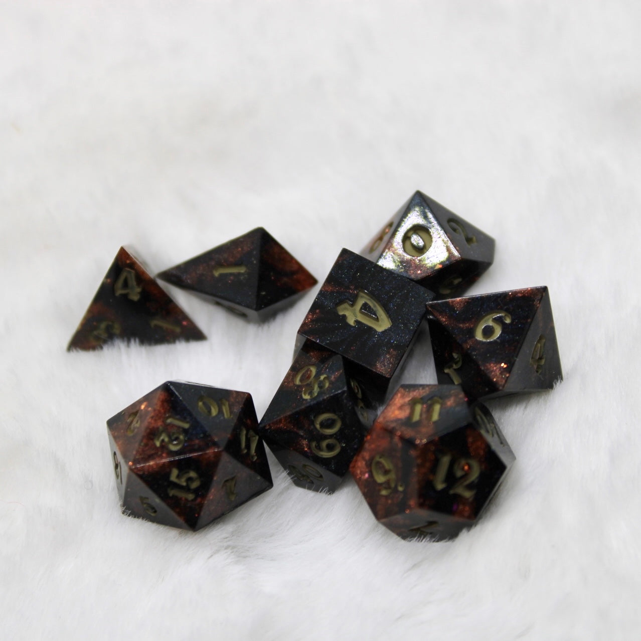 Mini Viking Marble Goblin Ink Dice Set