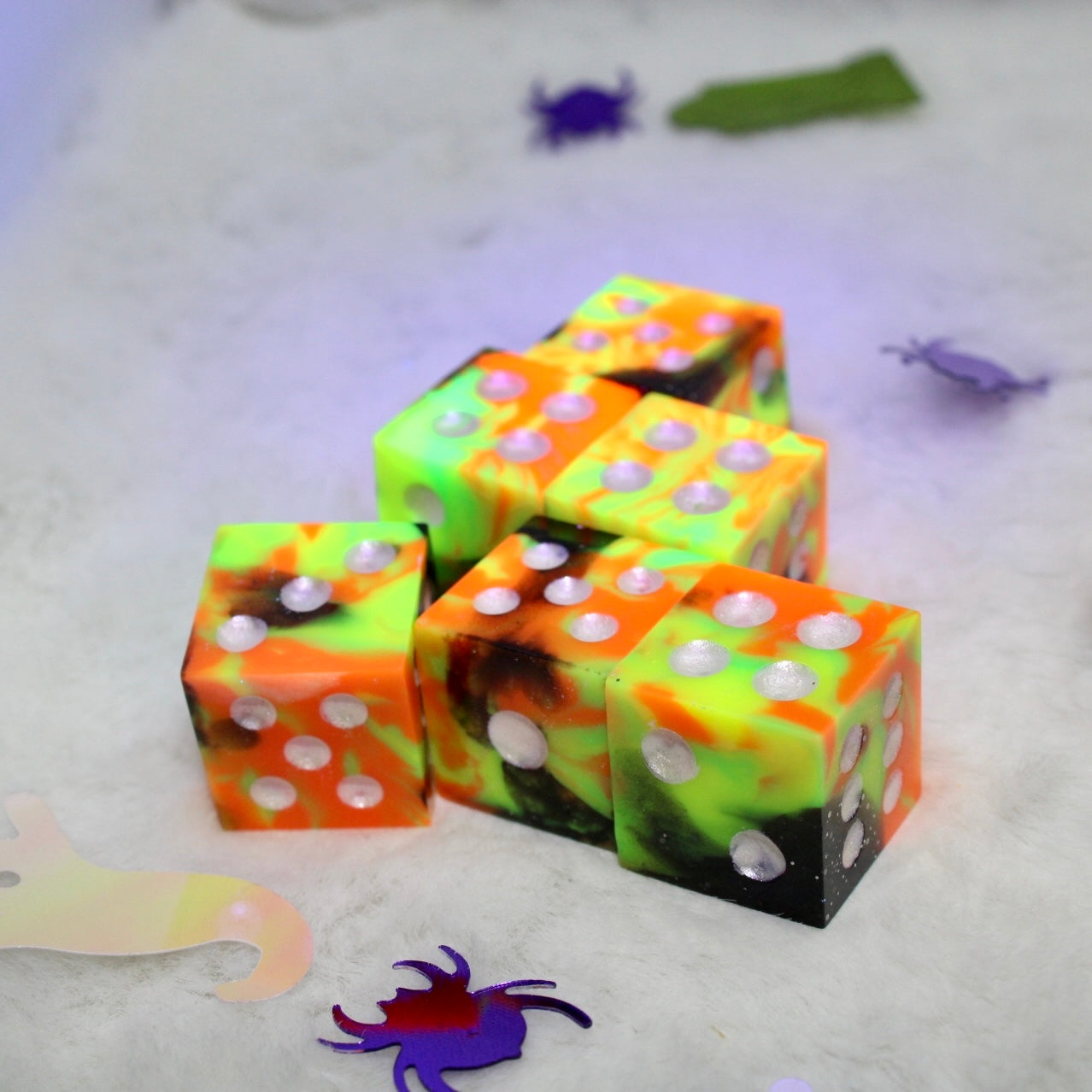 Spooky UV reactive Resin D6 Pip Dice Set