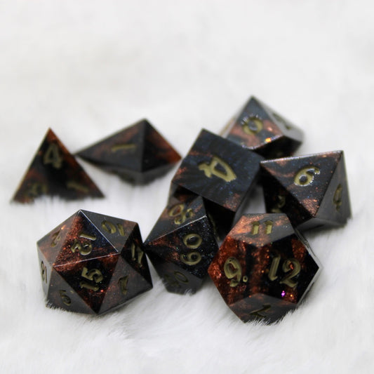 Mini Viking Marble Goblin Ink Dice Set