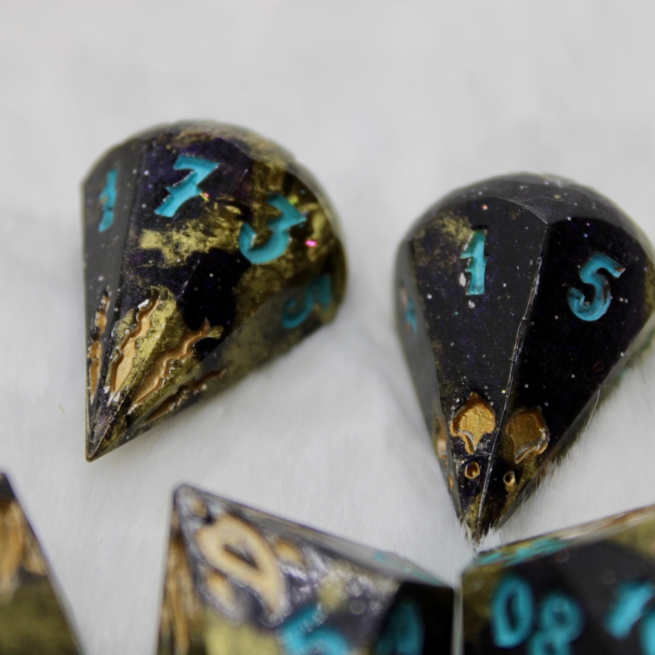 Golden Garden Resin Dice Set (note flaws)