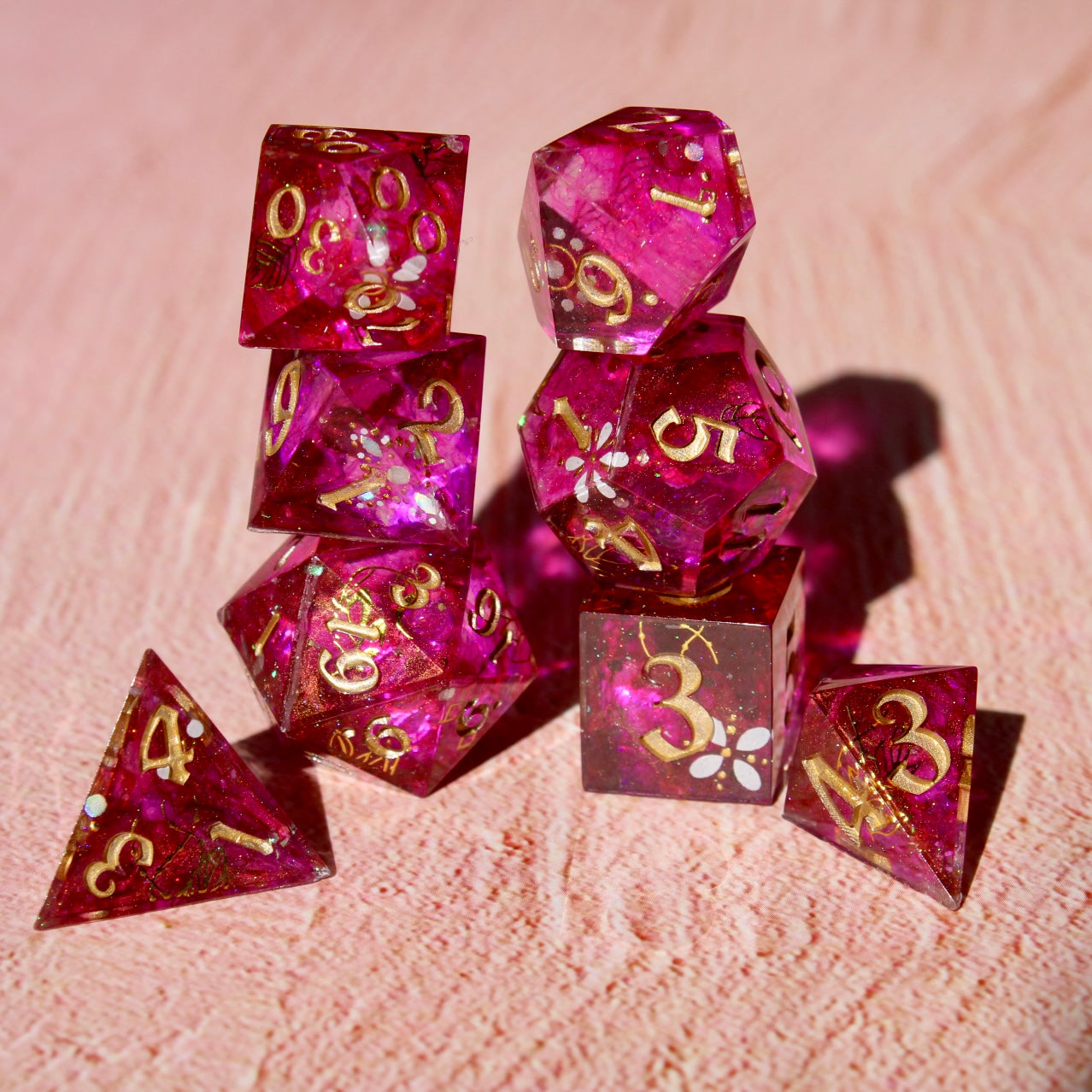 Golden Love Resin Dice Set Discounted