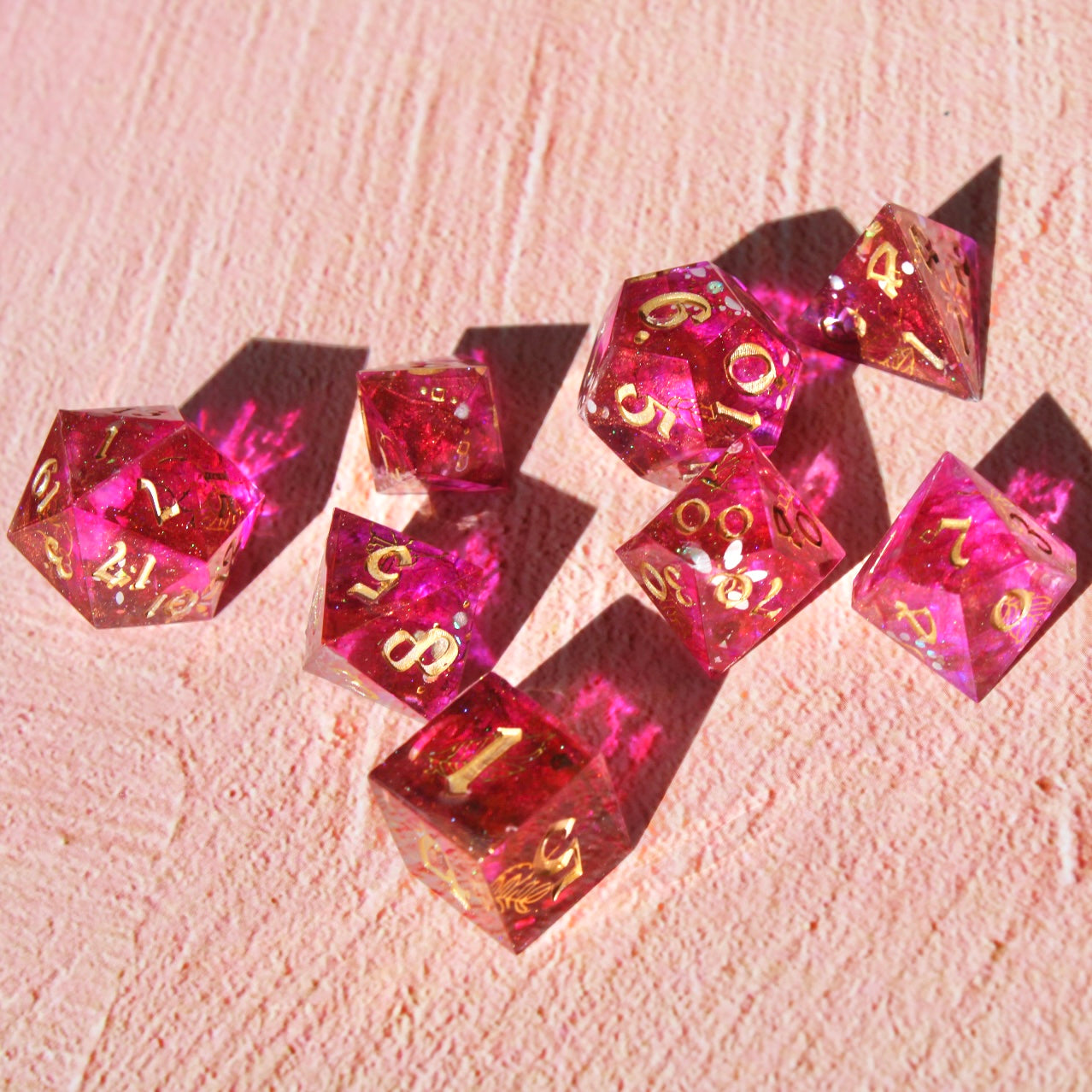 Golden Love Resin Dice Set Discounted