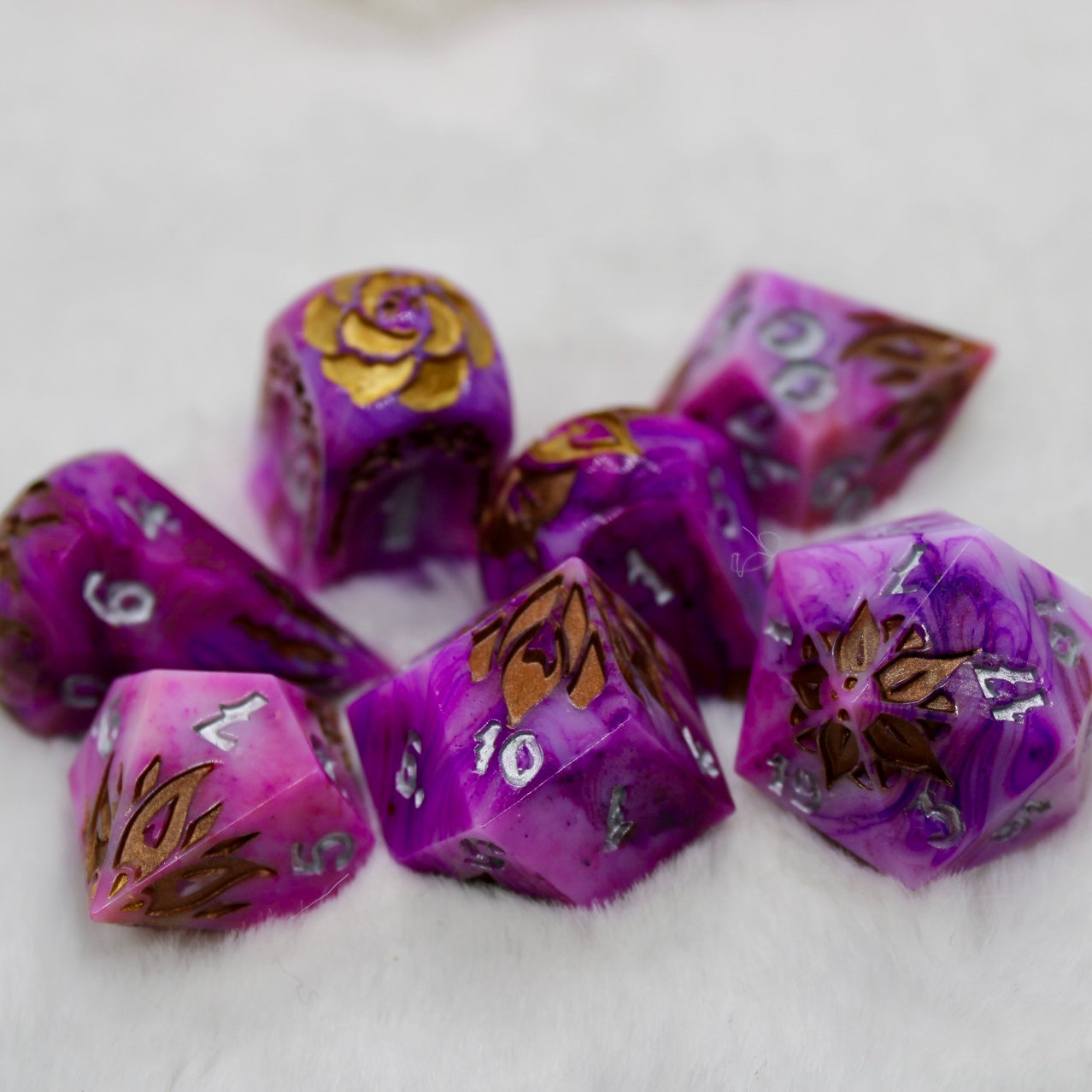 Purple Swirl Resin Dice Set