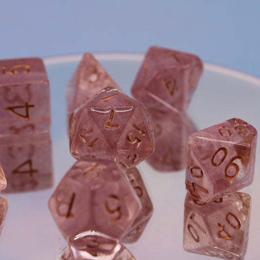 Rose Quartz Inspired Resin Dice Set