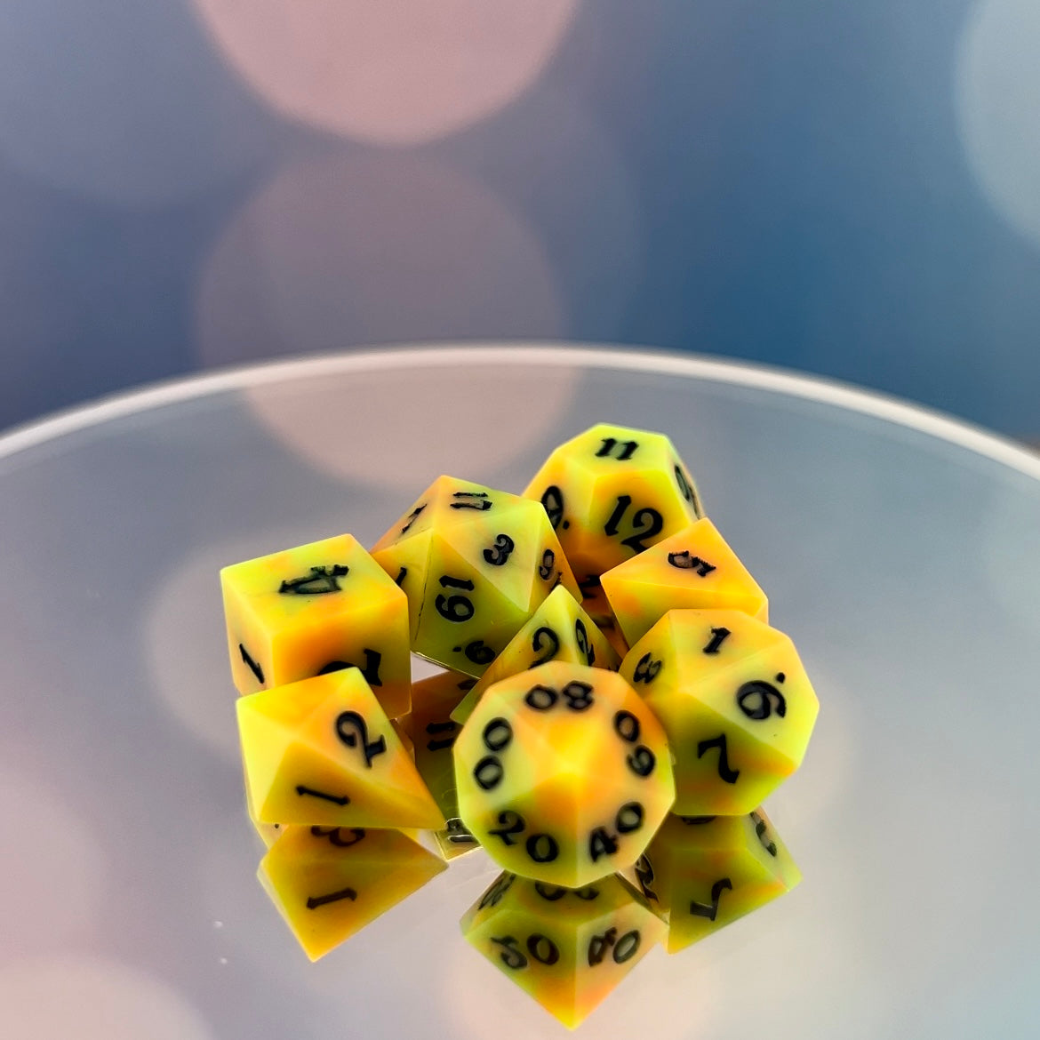 Mini Neon Swirl Dice Set