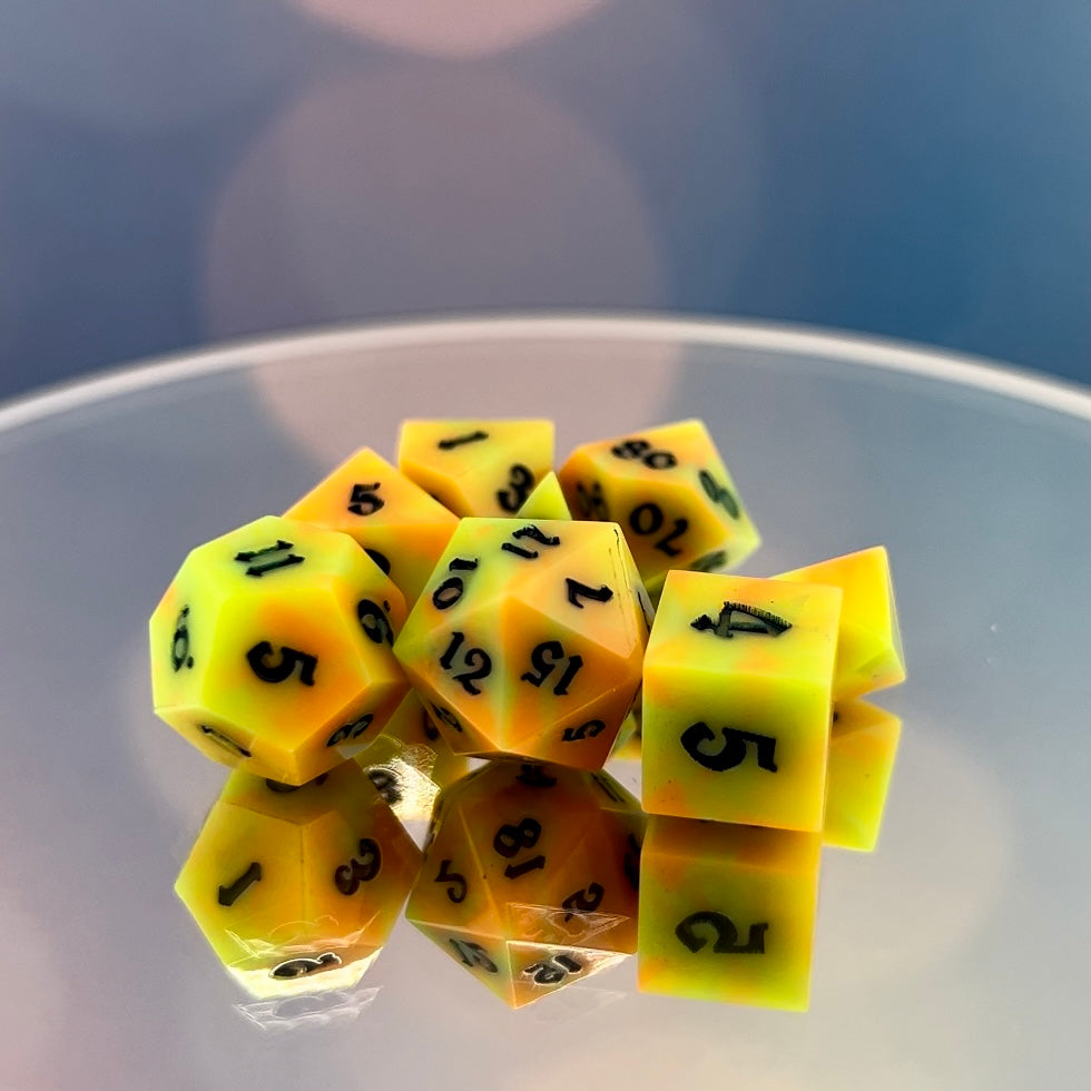 Mini Neon Swirl Dice Set