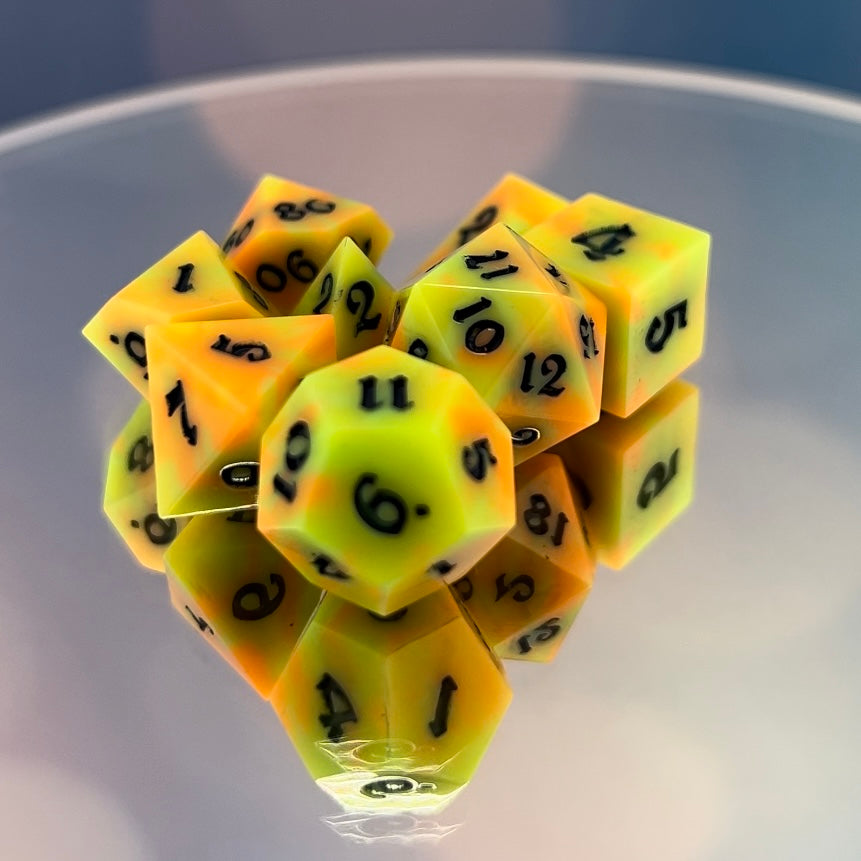 Mini Neon Swirl Dice Set