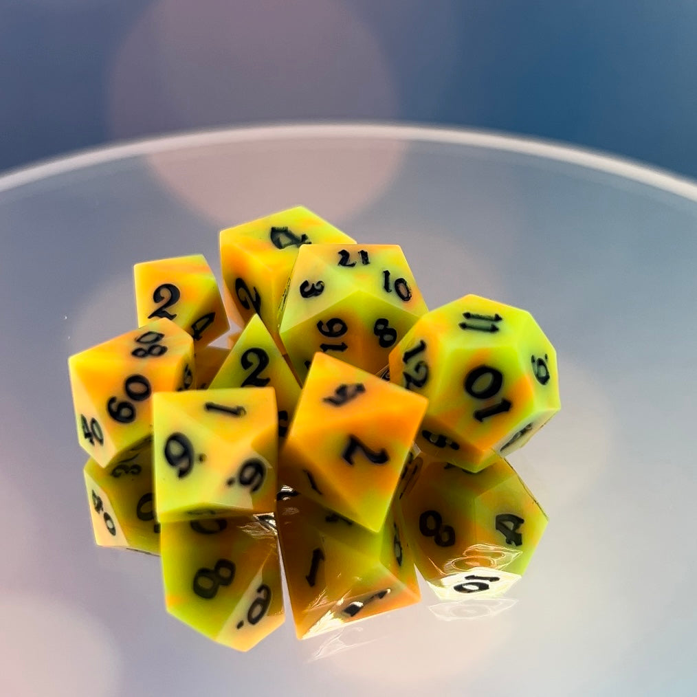 Mini Neon Swirl Dice Set