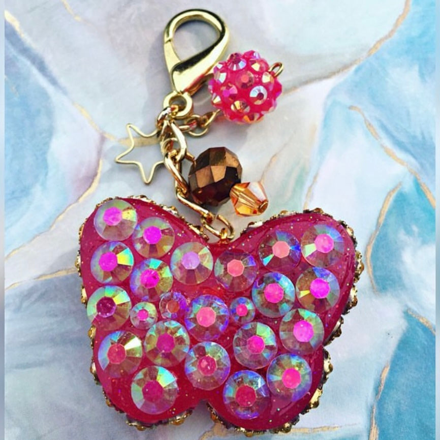 Strawberry Chocolate Colored Butterfly Charm