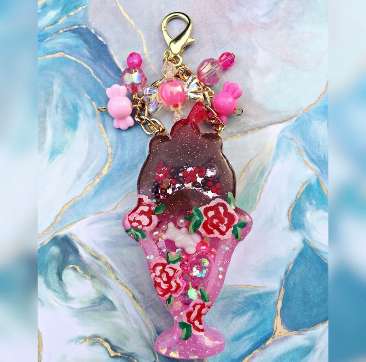 Rose Sundae Keychain