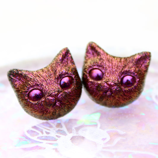 Detailed Kitty Face Studs