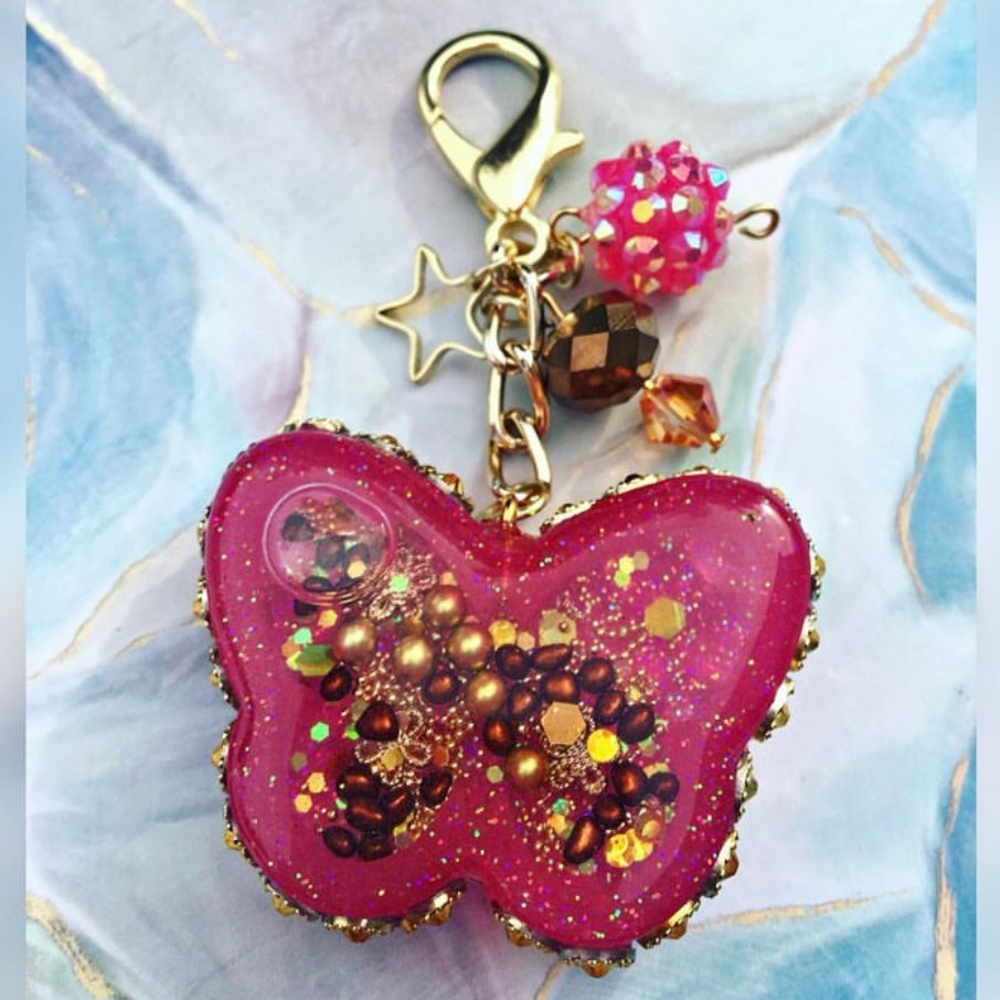 Strawberry Chocolate Colored Butterfly Charm